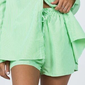 Princess Polly The Chloe Set Green Striped SHORTS